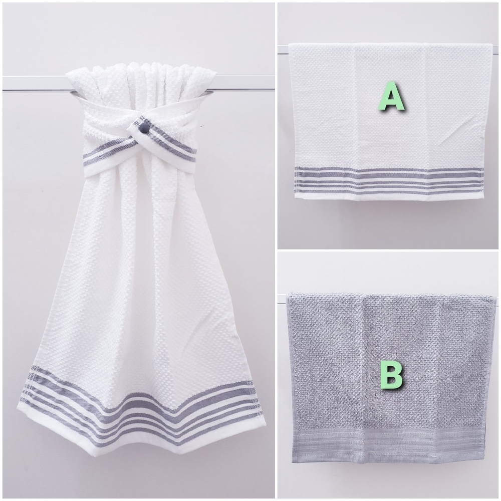 #9067 NEW! SILVER or WHITE Hang'N'Snap HAND Towel 🤍Select snap